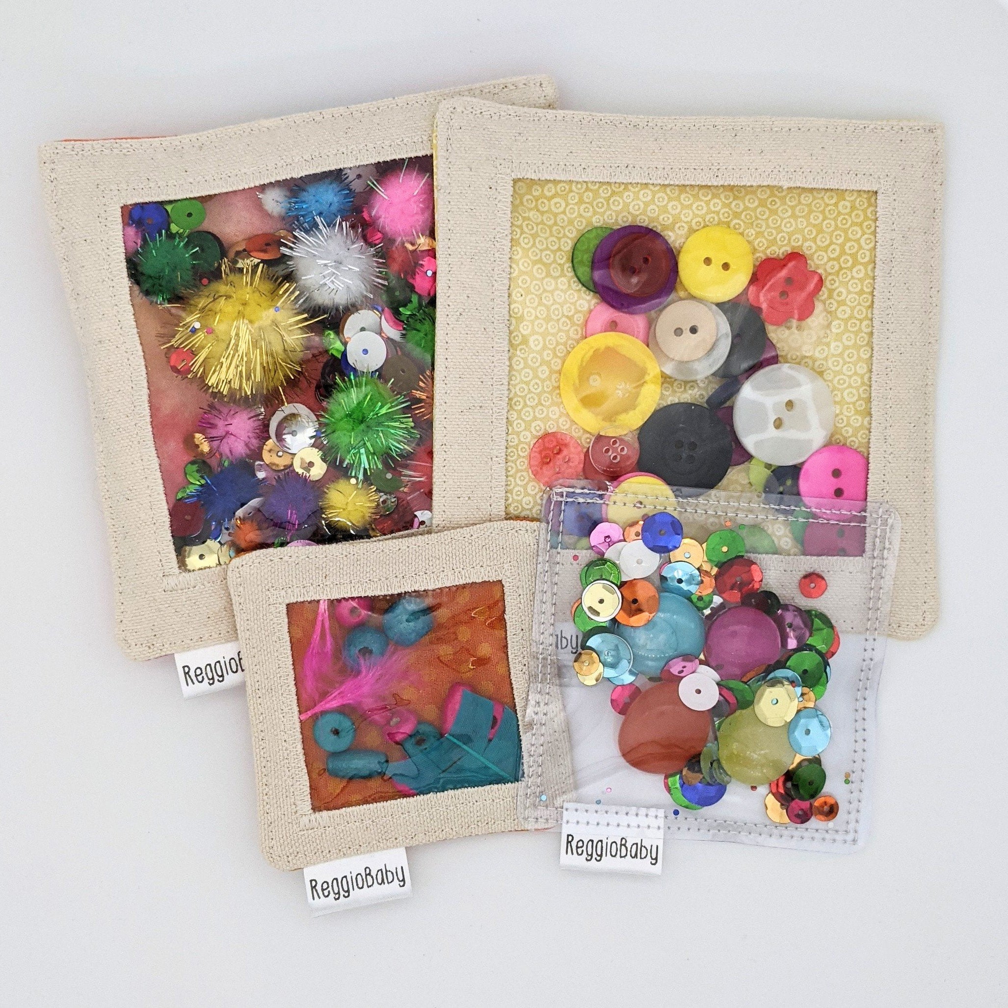 Multi-Pack Sensory Toys with Natural Materials, or Colorful and Sparkly Materials