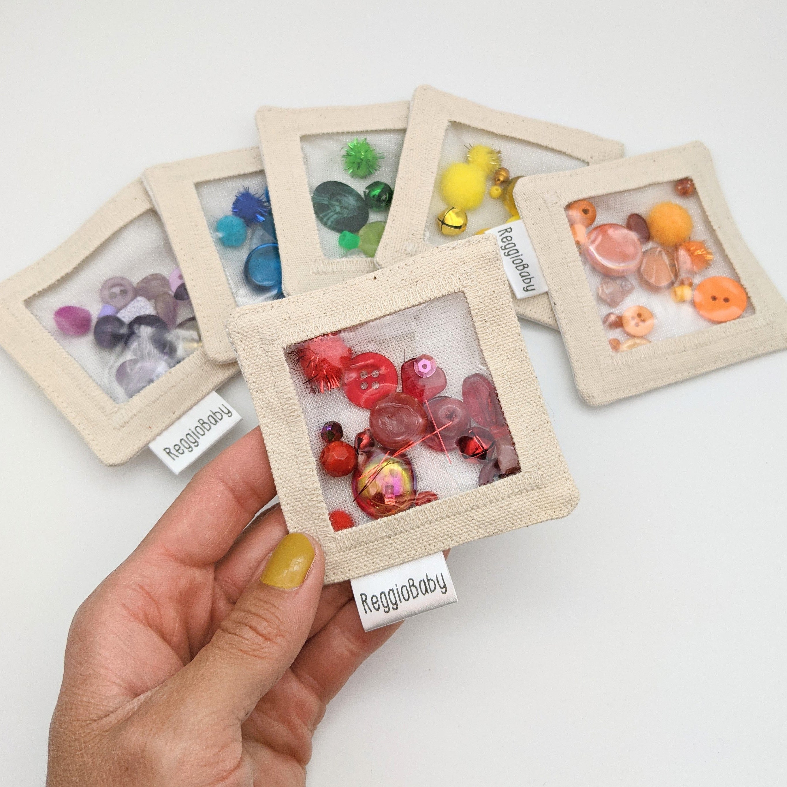 Rainbow Sets of Mini Sensory Toys, Primary (3), Secondary (3), Neutral (3), Rainbow (6), and Rainbow+Neutral (9)