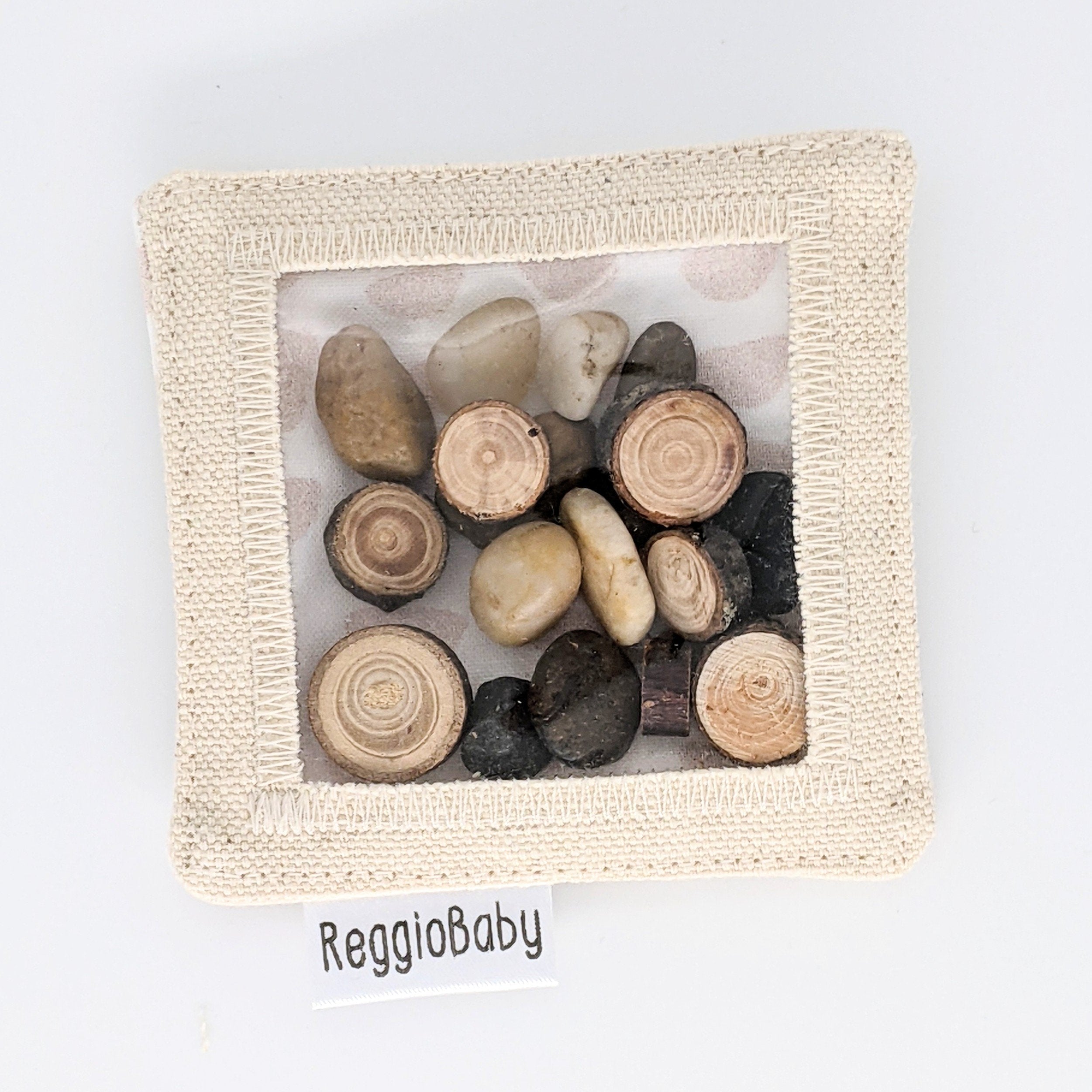 Mini Sensory Toy with Tree Pieces and River Pebbles