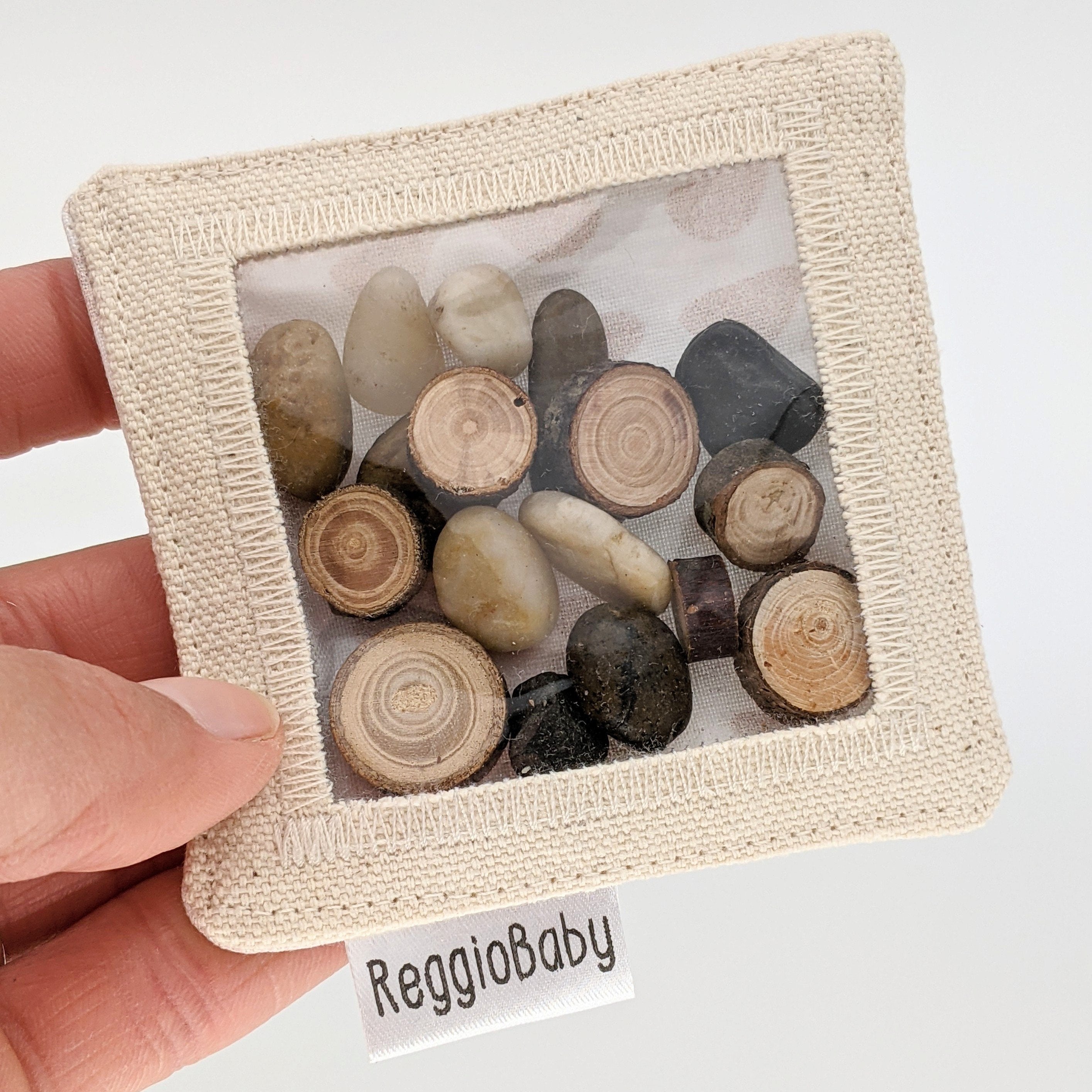 Mini Sensory Toy with Tree Pieces and River Pebbles